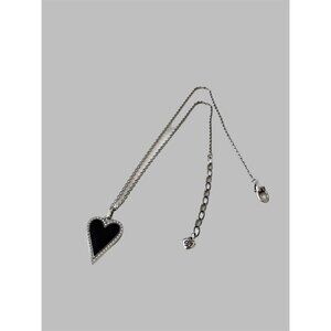 Brighton DAZZLING LOVE HEART Black Crystal Necklace Reversible NWOT